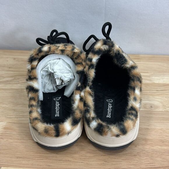 BareTraps Landon Clog Slipper Black/Leopard Faux Fur Trim Size 8.5 M- NIB - Picture 3 of 9